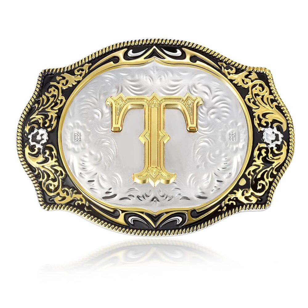 1486 Western Initial Letters Belt Buckle ABCDEFG to XYZ Golden Alphabet